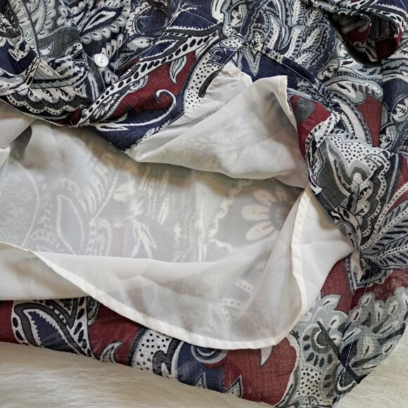 Alfred Dunner Paisley Print Short Sleeve Button Up Top Size 12 - Picture 6 of 8